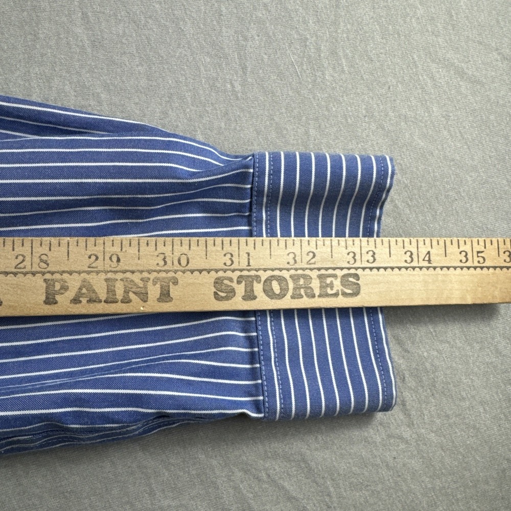 Eddie Bauer Wrinkle Resistant Shirt Mens L Blue Relaxed Fit Striped Long Sleeve - Picture 4 of 6